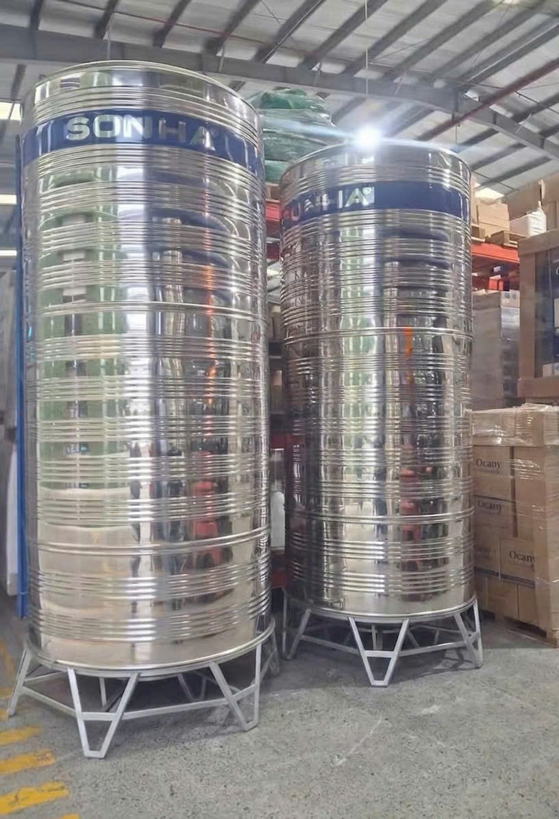 Kích thước bồn inox 10000L đứng từng hãng